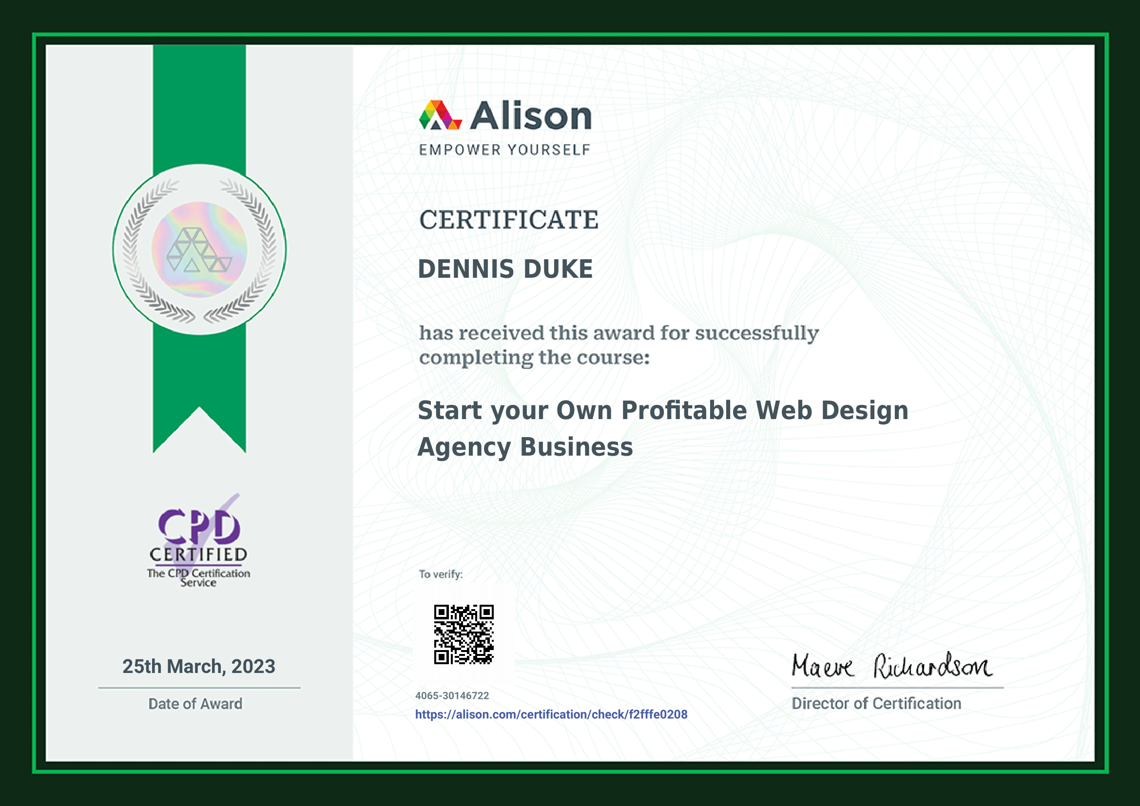 Alison Certificate | Start Your Own Profitable web Design Agency Business